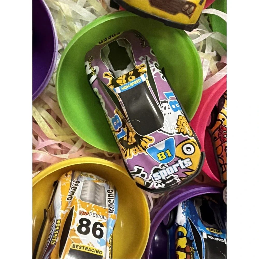 HiDreamy 12 Pack Pre-Filled Easter Eggs with Die-Cast Racing Cars Party Favors
